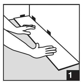 Paso 1: primera tabla de piso SPC con la ranura hacia la pared y separadores de 5 mm