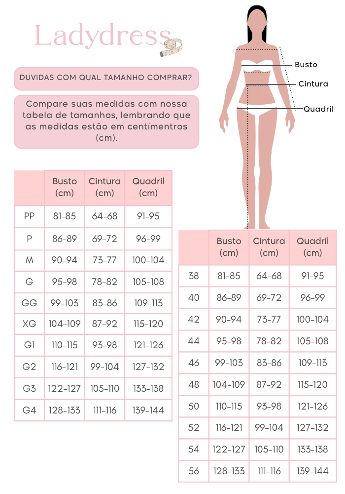 Tabela de medidas Ladydress