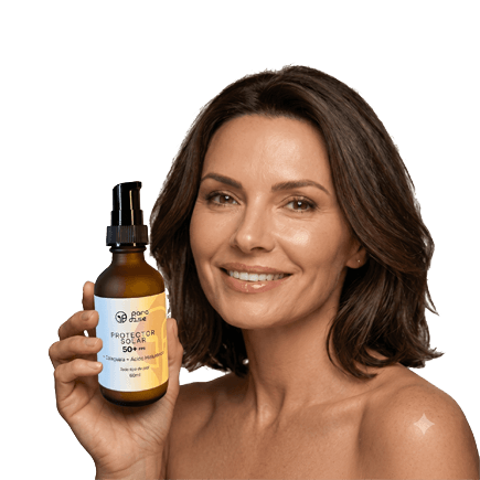 Mujer sosteniendo producto natural con garant&iacute;a de 07 d&iacute;as