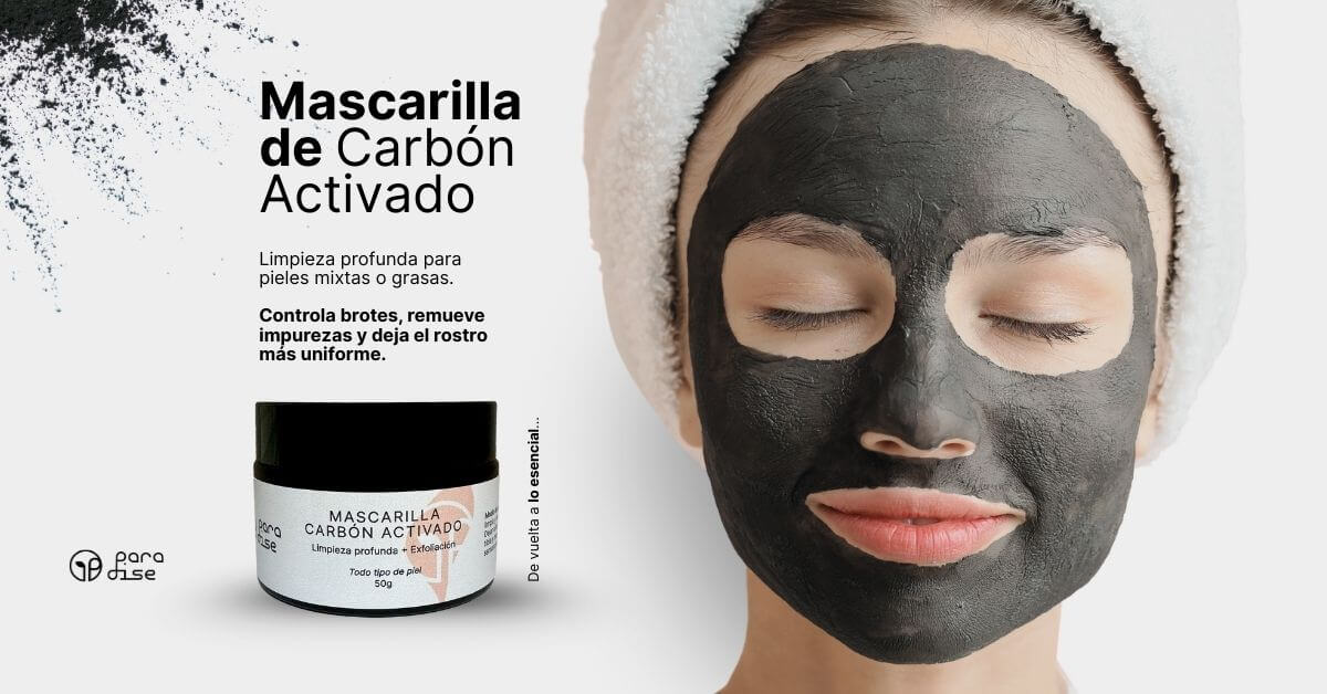 Mascarilla facial con carbón activado Paradise MX para limpieza profunda y purificación de poros