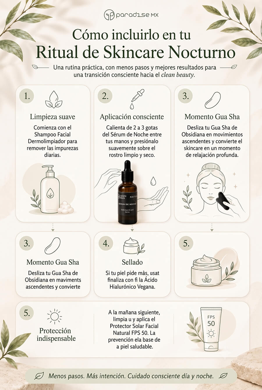 S&eacute;rum natural de rutina skincare nocturna