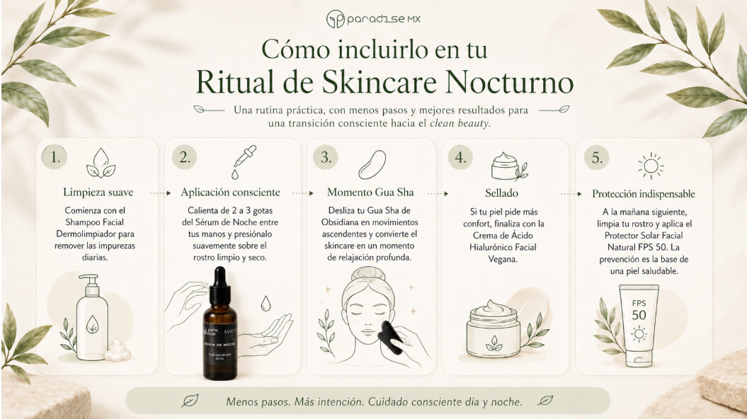 S&eacute;rum natural de rutina skincare nocturna