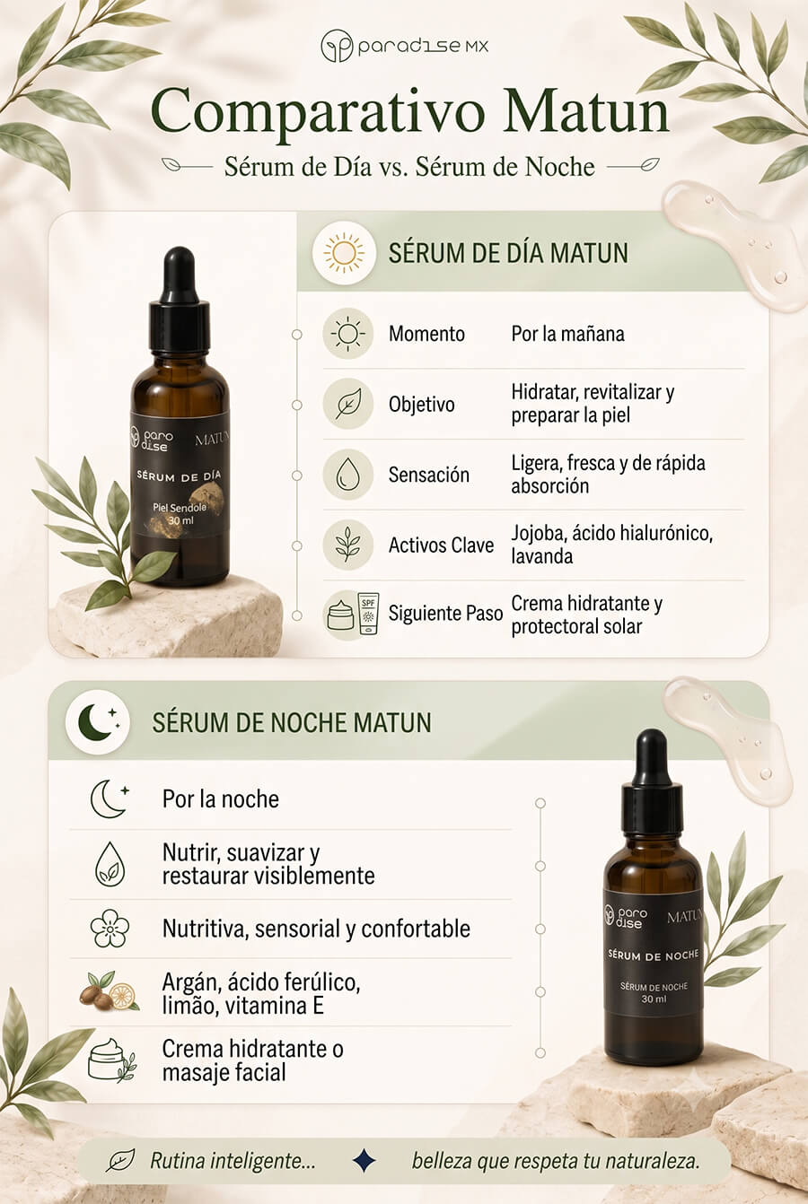 S&eacute;rum natural de rutina skincare nocturna