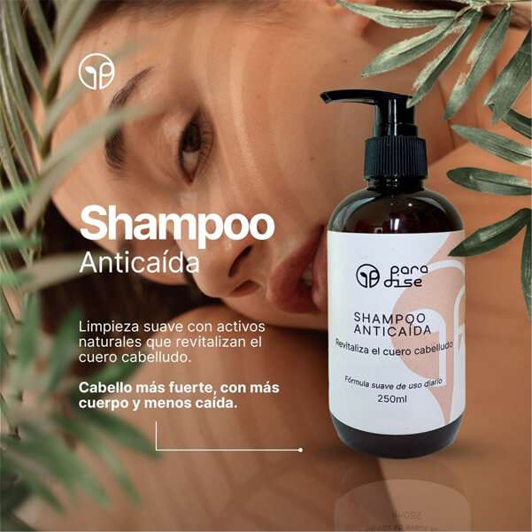 Shampoo antica&iacute;da con cola de caballo Paradise MX en presentaci&oacute;n m&oacute;vil