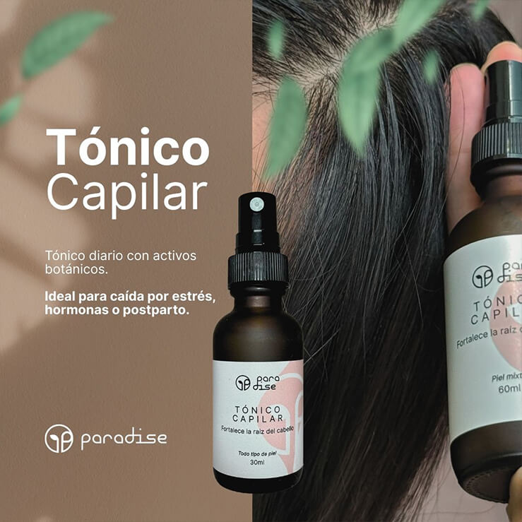T&oacute;nico capilar natural Paradise MX en presentaci&oacute;n m&oacute;vil