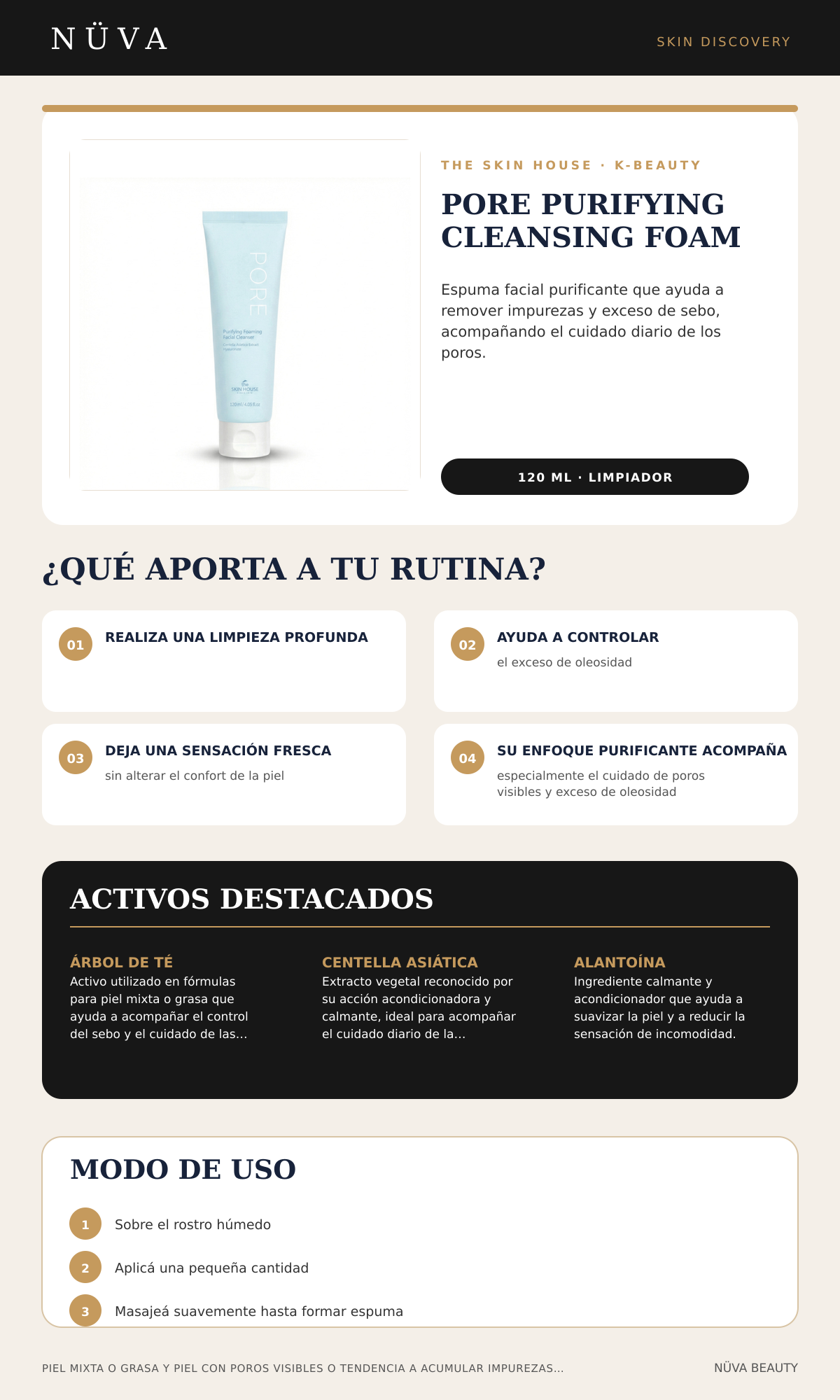 The Skin House Pore Purifying Cleansing Foam 120 ml: beneficios, activos y modo de uso