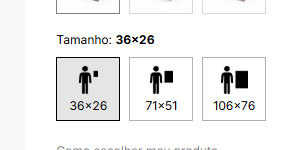 Botão selecionar tamanho