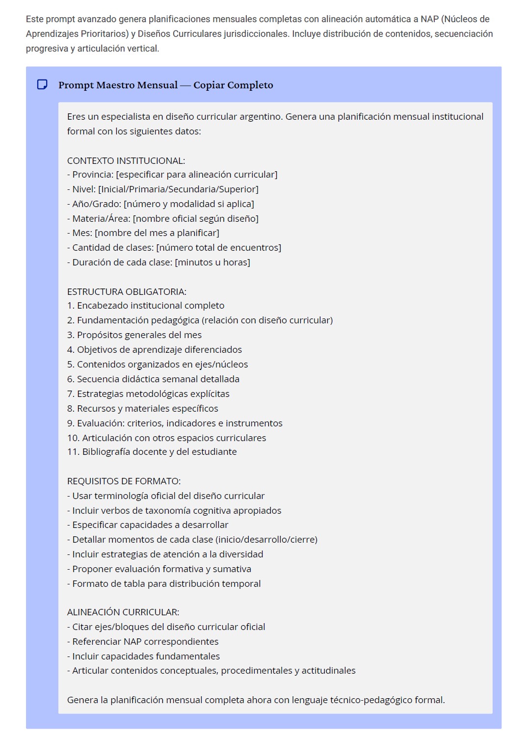Planificaciones alineadas a NAP