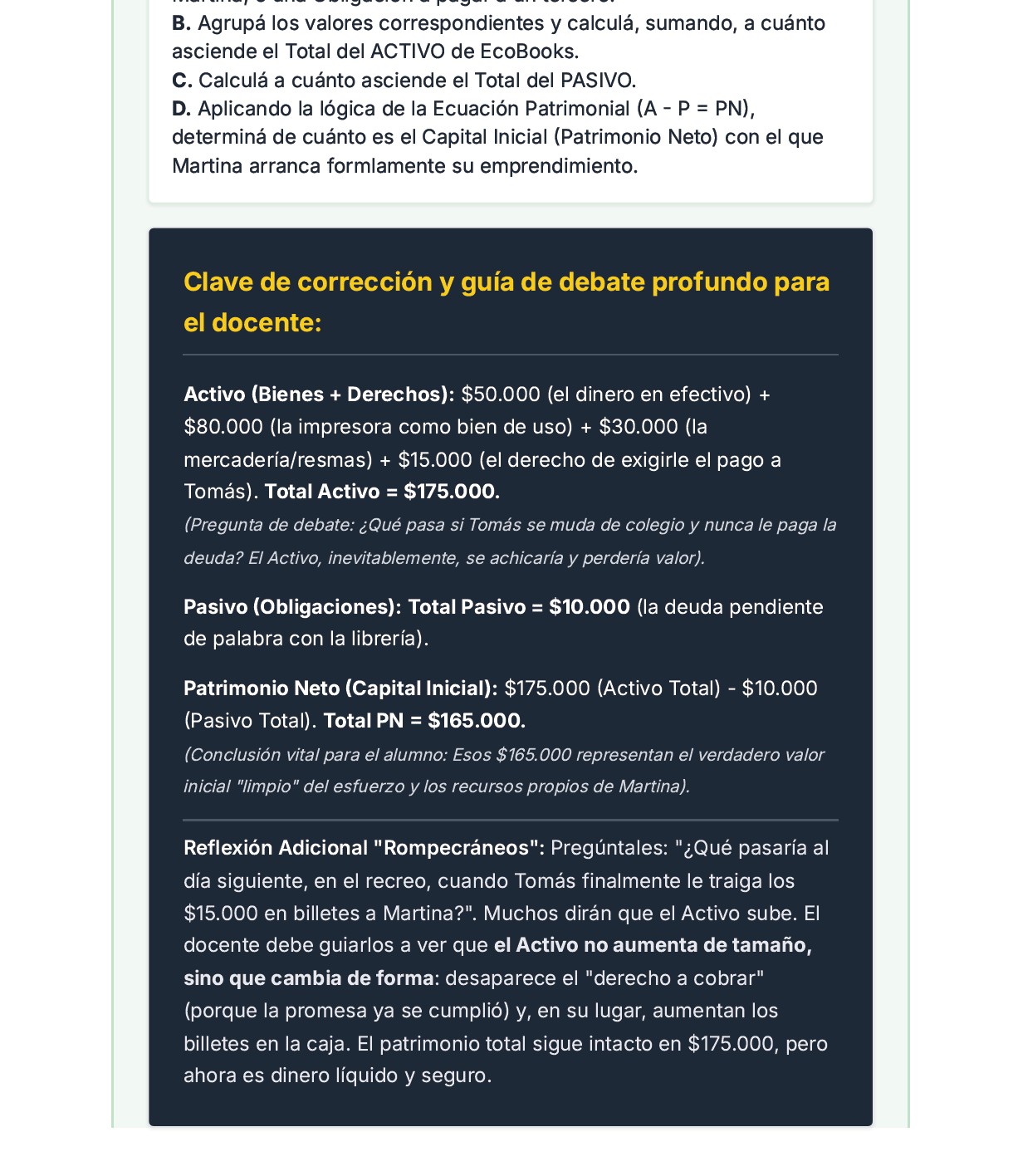 Claves de corrección y rúbricas