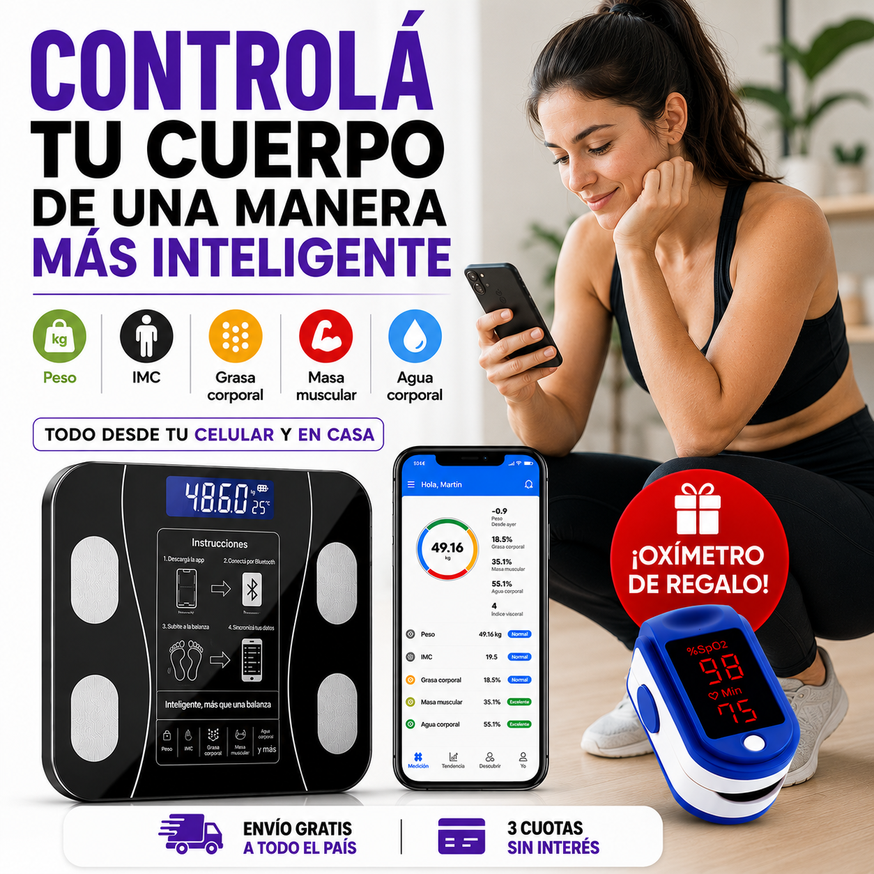 Balanza inteligente FLOREAN con sus indicadores