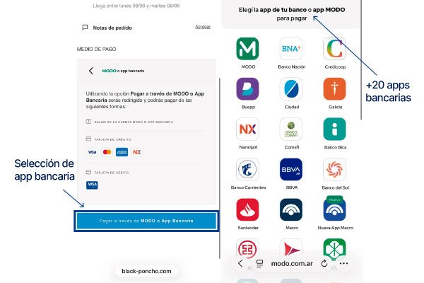 Pantalla de pago con app bancaria desde celular