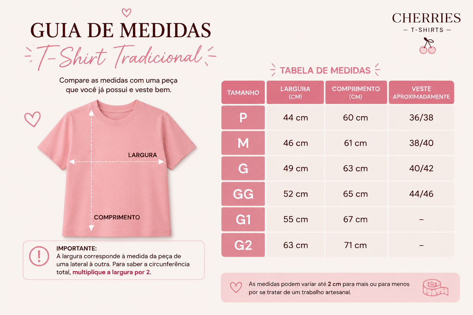 MEDIDAS T-SHIRT TRADICIONAL