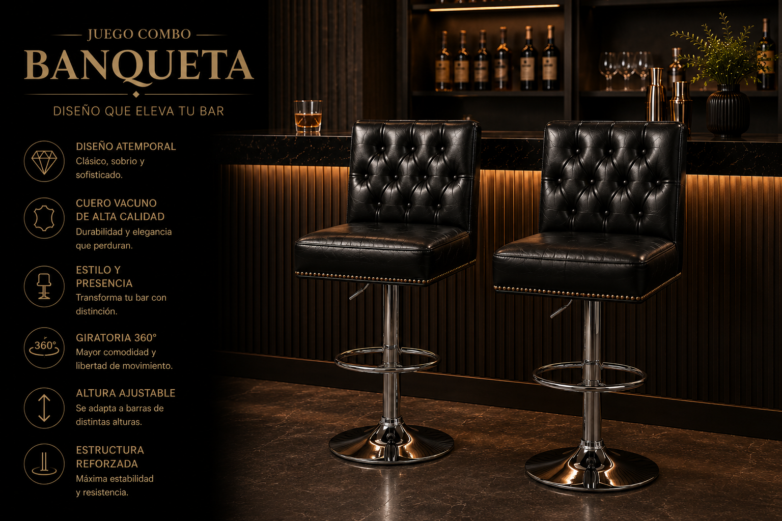Juego Combo Banqueta capitoné