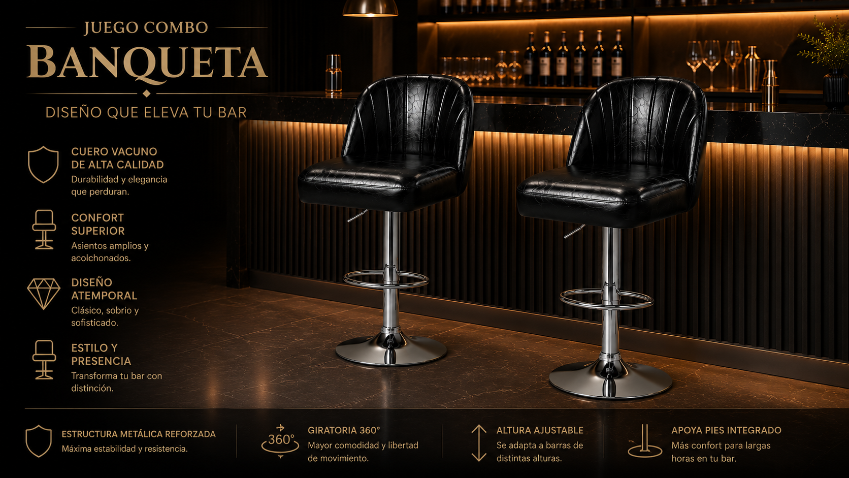 Juego Combo Banqueta acanalada