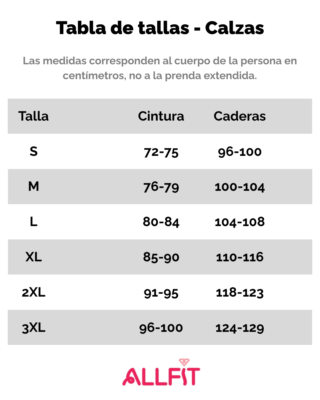 tabla de tallas calzas deportivas
