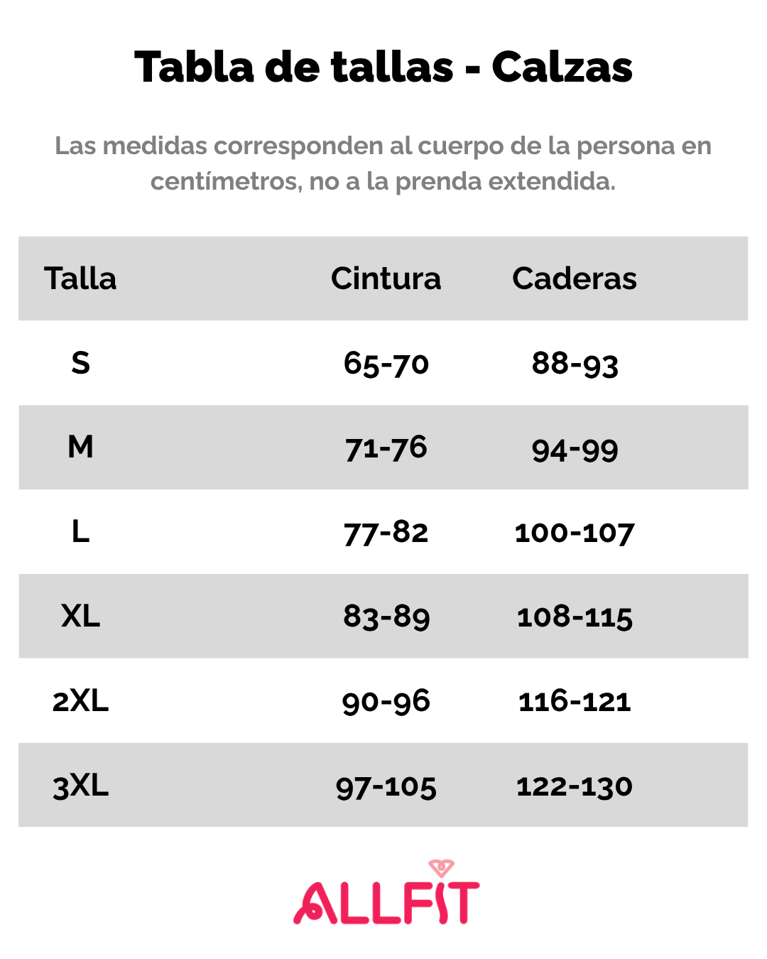 tabla de tallas calzas deportivas