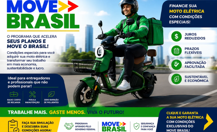 Programa Move Brasil da Caixa - financiamento de moto elétrica para entregadores TemBike