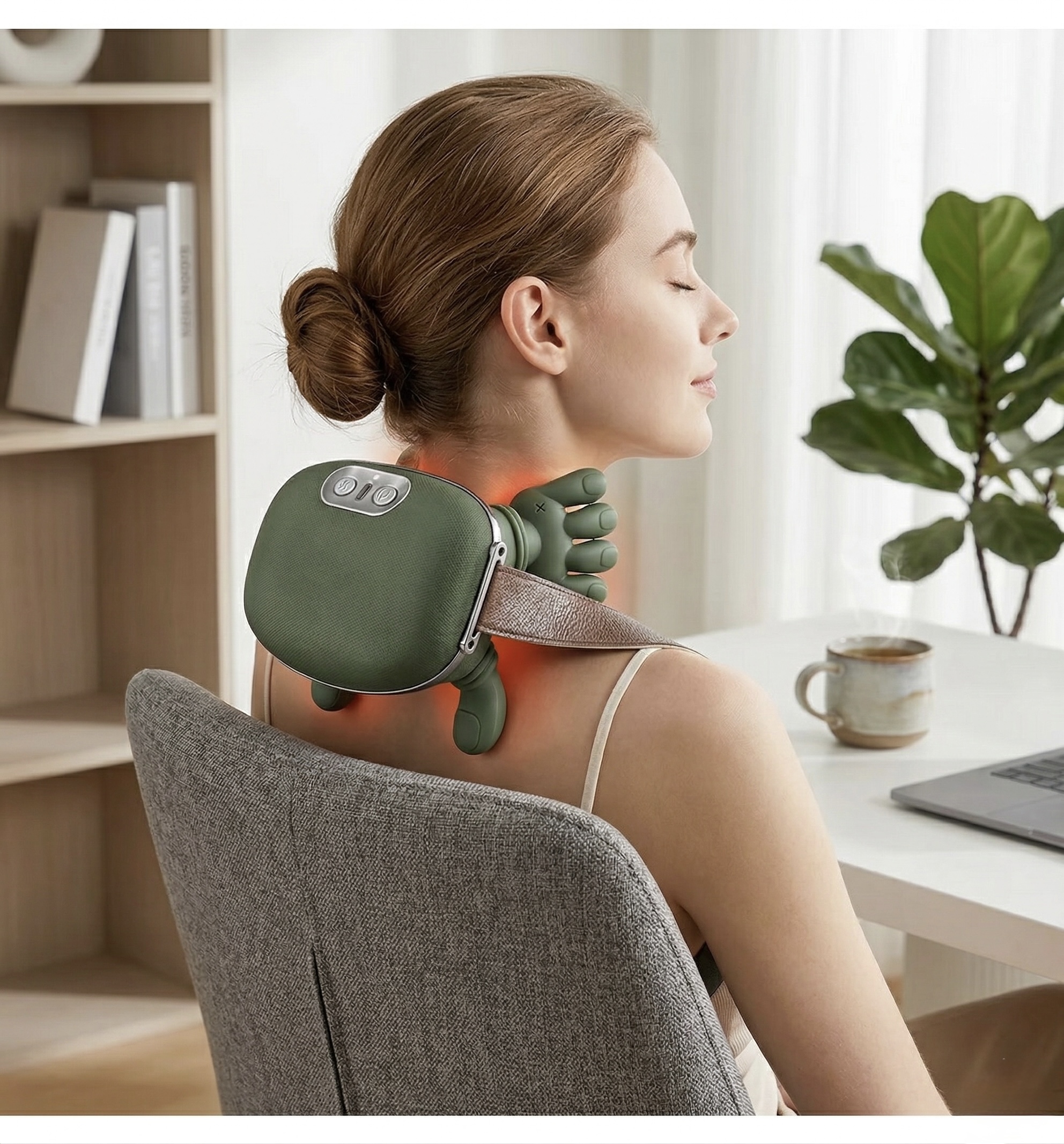 Uso del masajeador en escritorio y oficina