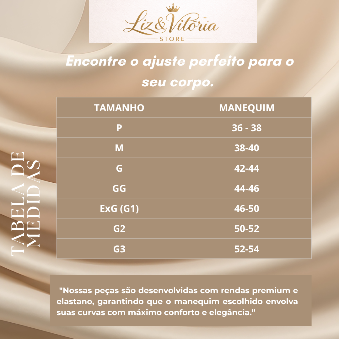 Tabela de Medidas Liz & Vitoria Store