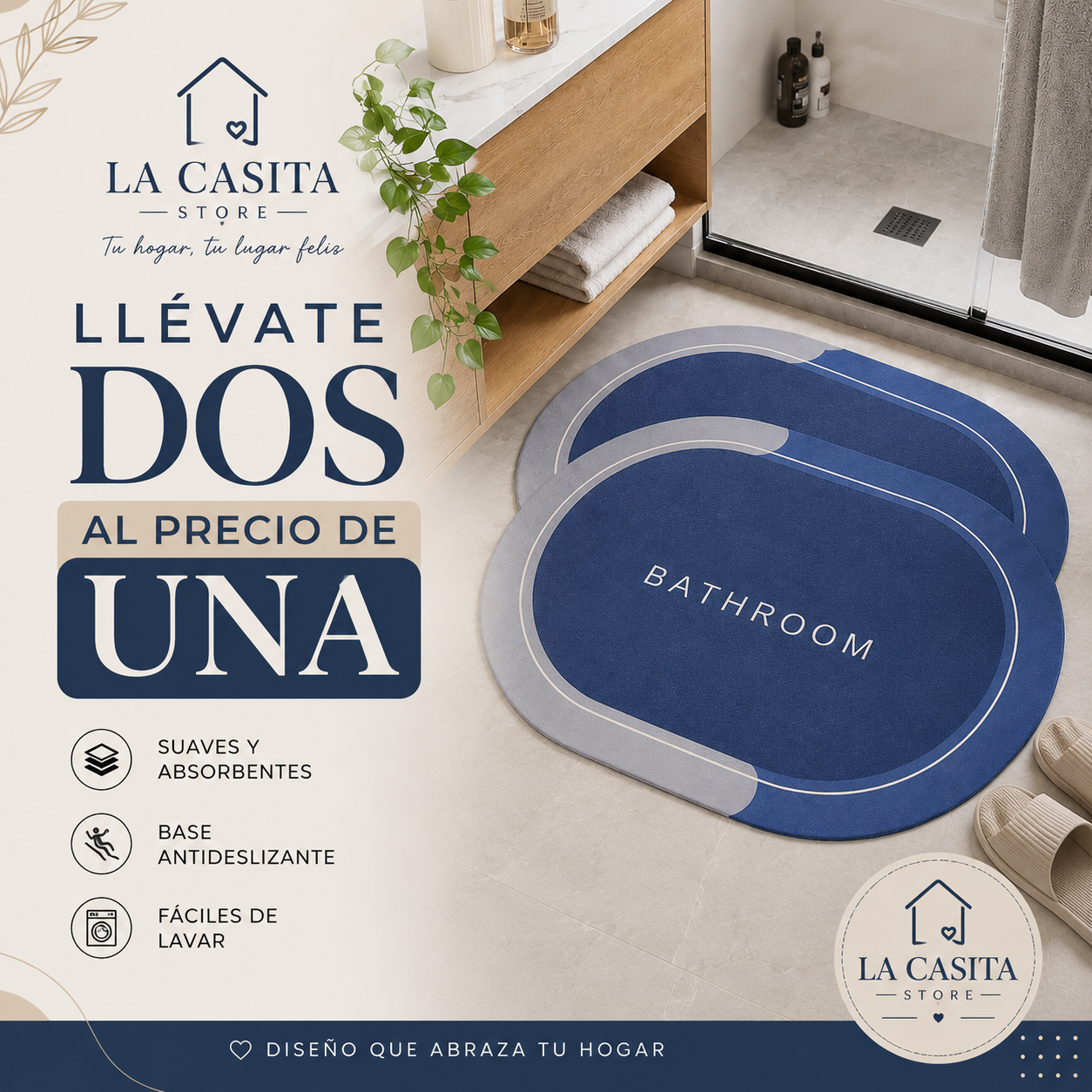 Promo 2x1 alfombra ba&ntilde;o La Casita Store