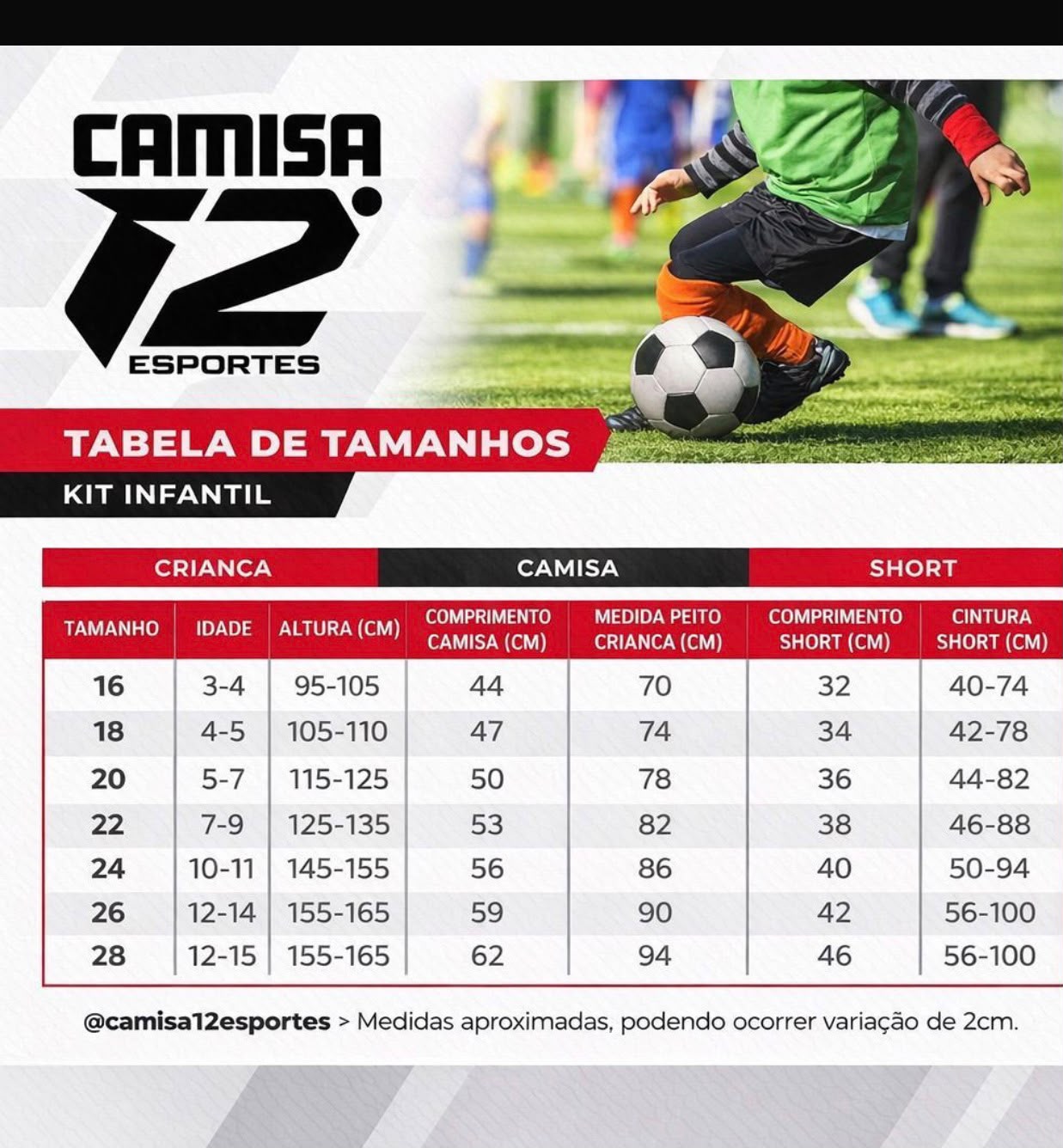 Guia de medidas Infantil