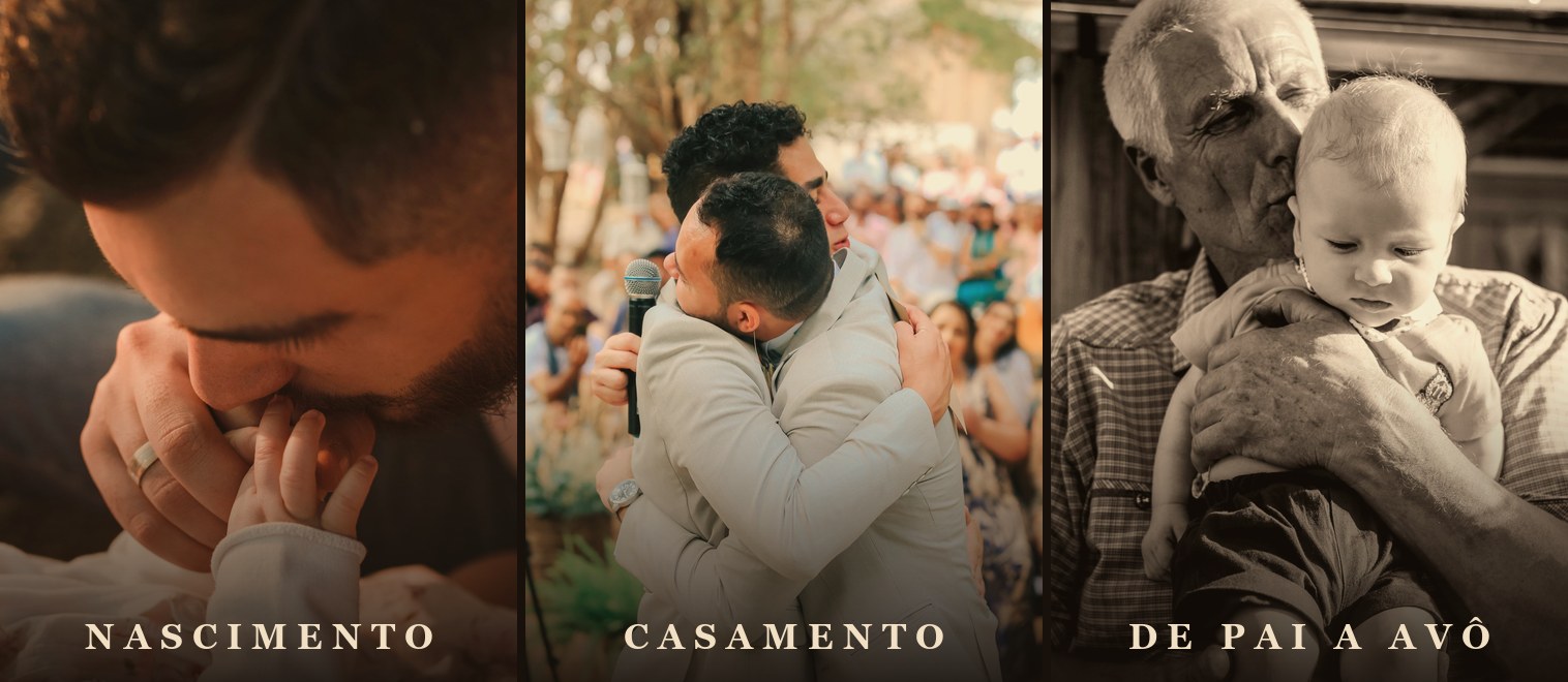 Nascimento, casamento e o pai virando avô: os capítulos de uma vida
