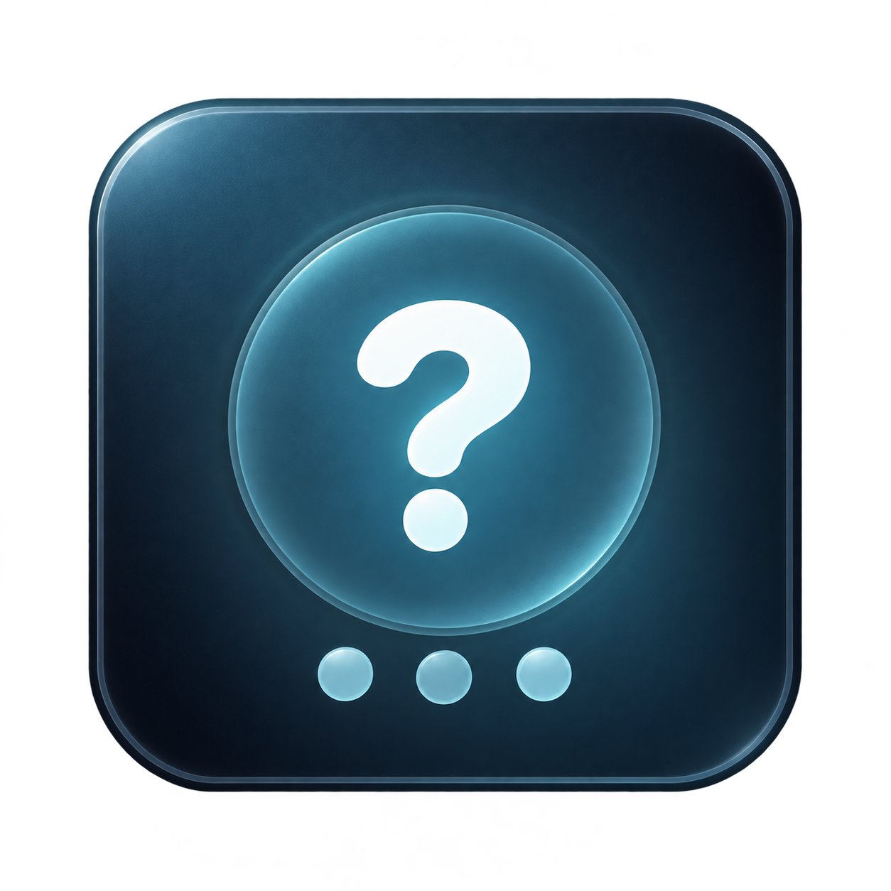 Ícono de Las Flores del Nombre: una carta azul con un signo de interrogación luminoso.