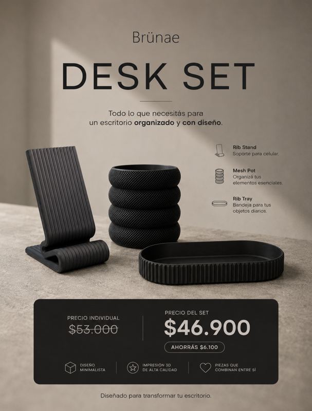 Brunae Desk Set - Rib Stand, Mesh Pot y Rib Tray