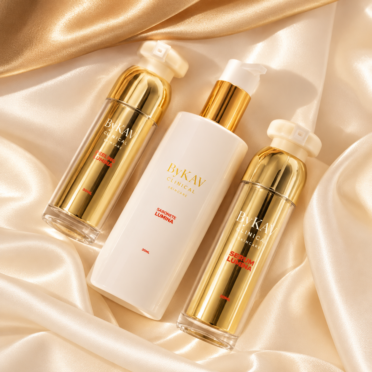 Kit Lumina ByKAV: Sabonete Facial, S&eacute;rum Hidratante e Peeling Facial