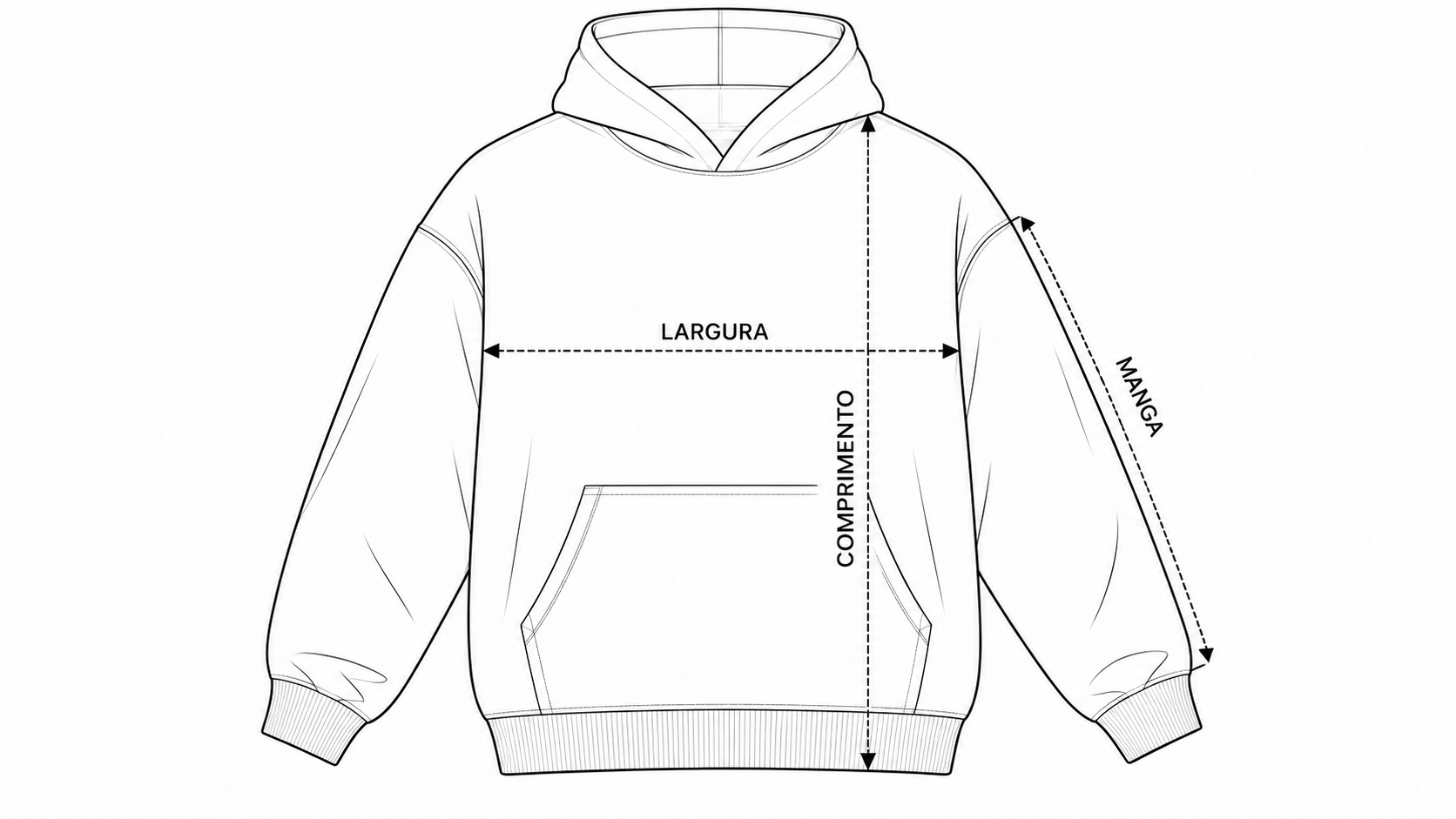 Como medir moletom oversized: largura, comprimento e manga
