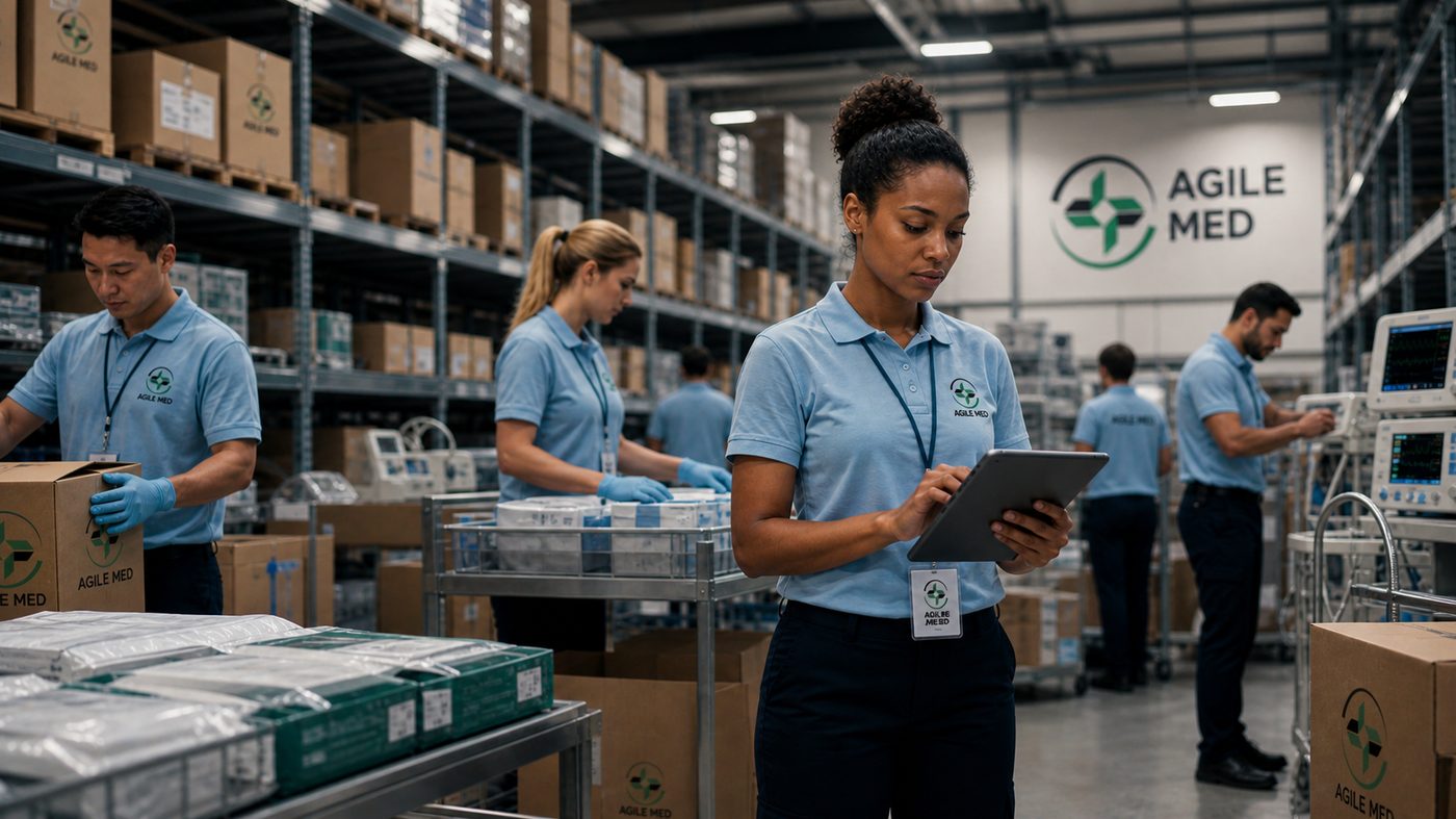 Equipe Agile Med no centro de distribuição