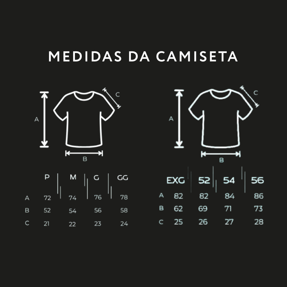 Medidas das Camisetas