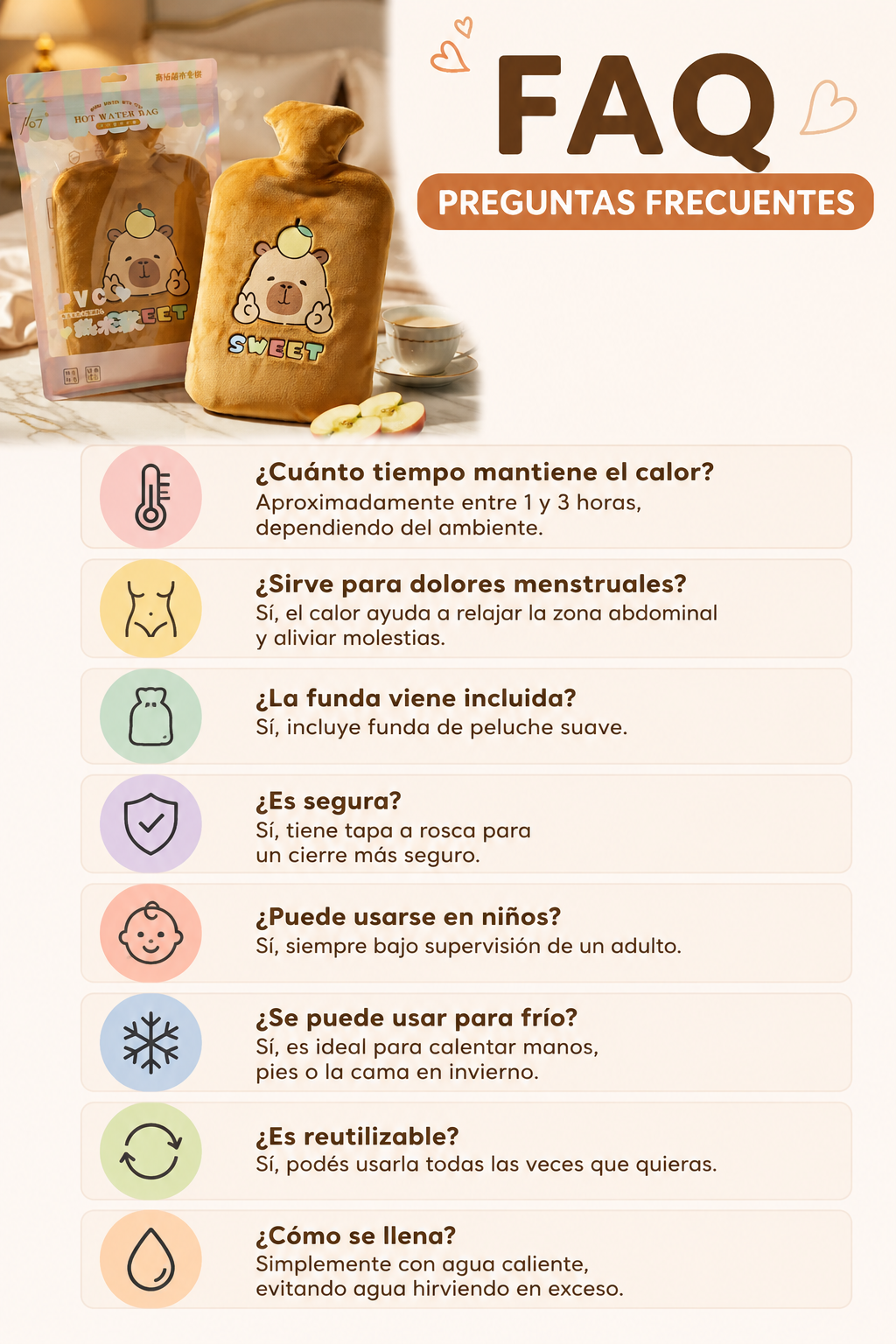 Bolsita de agua peluche