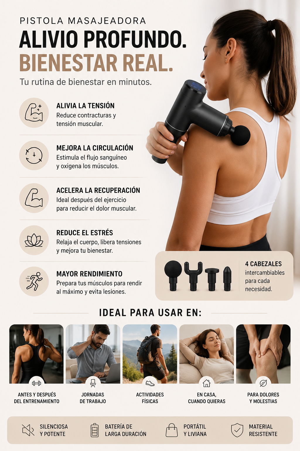 Especificaciones Pistola Masajeadora