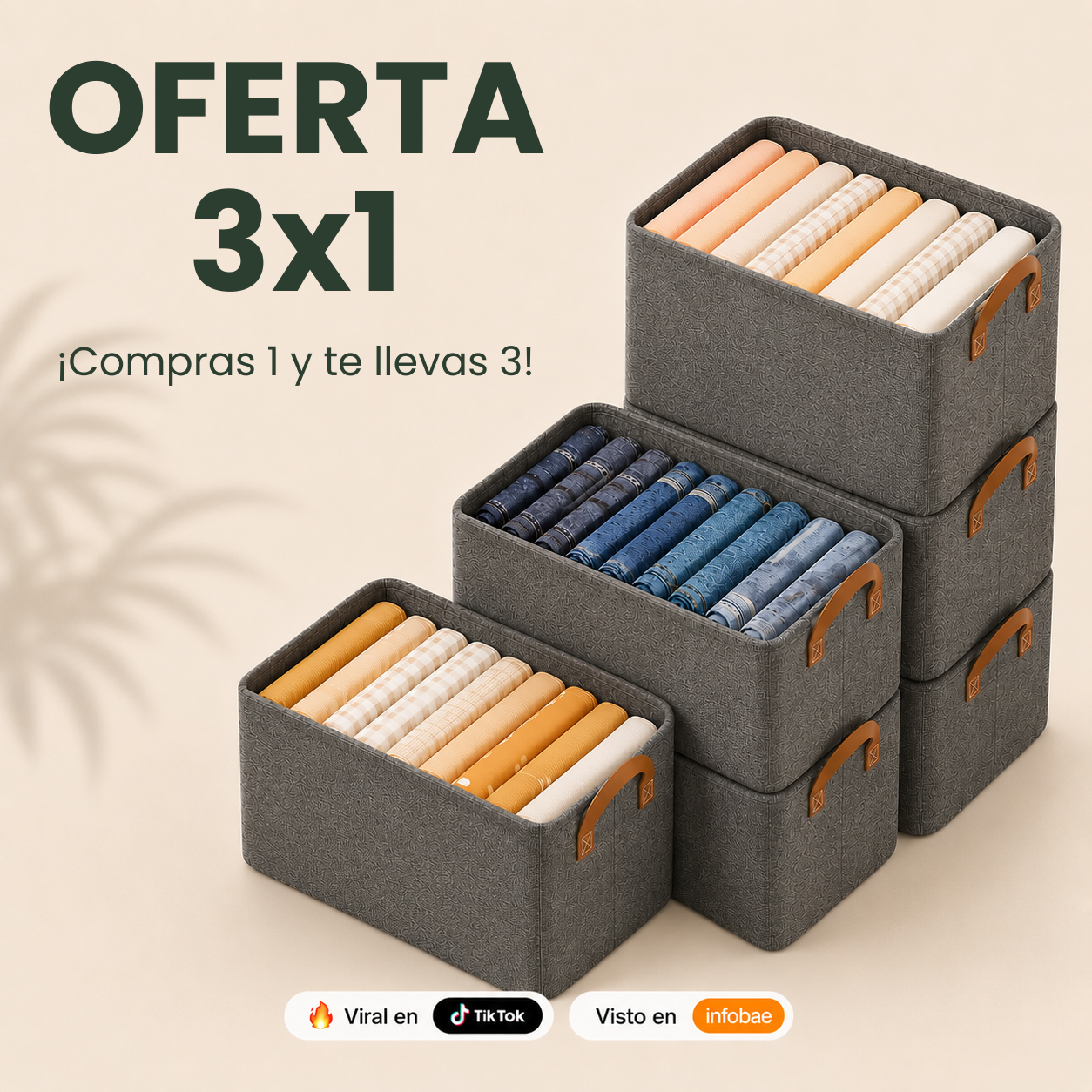3 Organizadores de Ropa Plegables