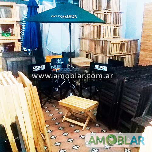 Sillón Director Plegable de Madera, Mesa Plegable de Madera, Sombrilla de Madera y Metal, Base para Sombrilla