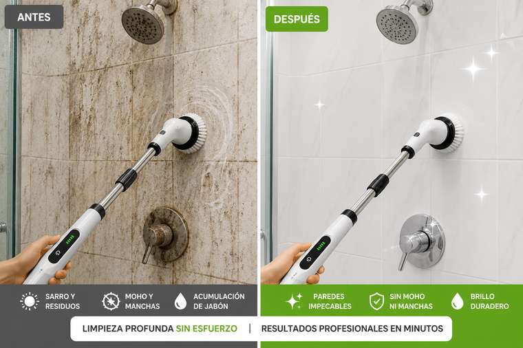 Antes y despu&eacute;s pared de ducha