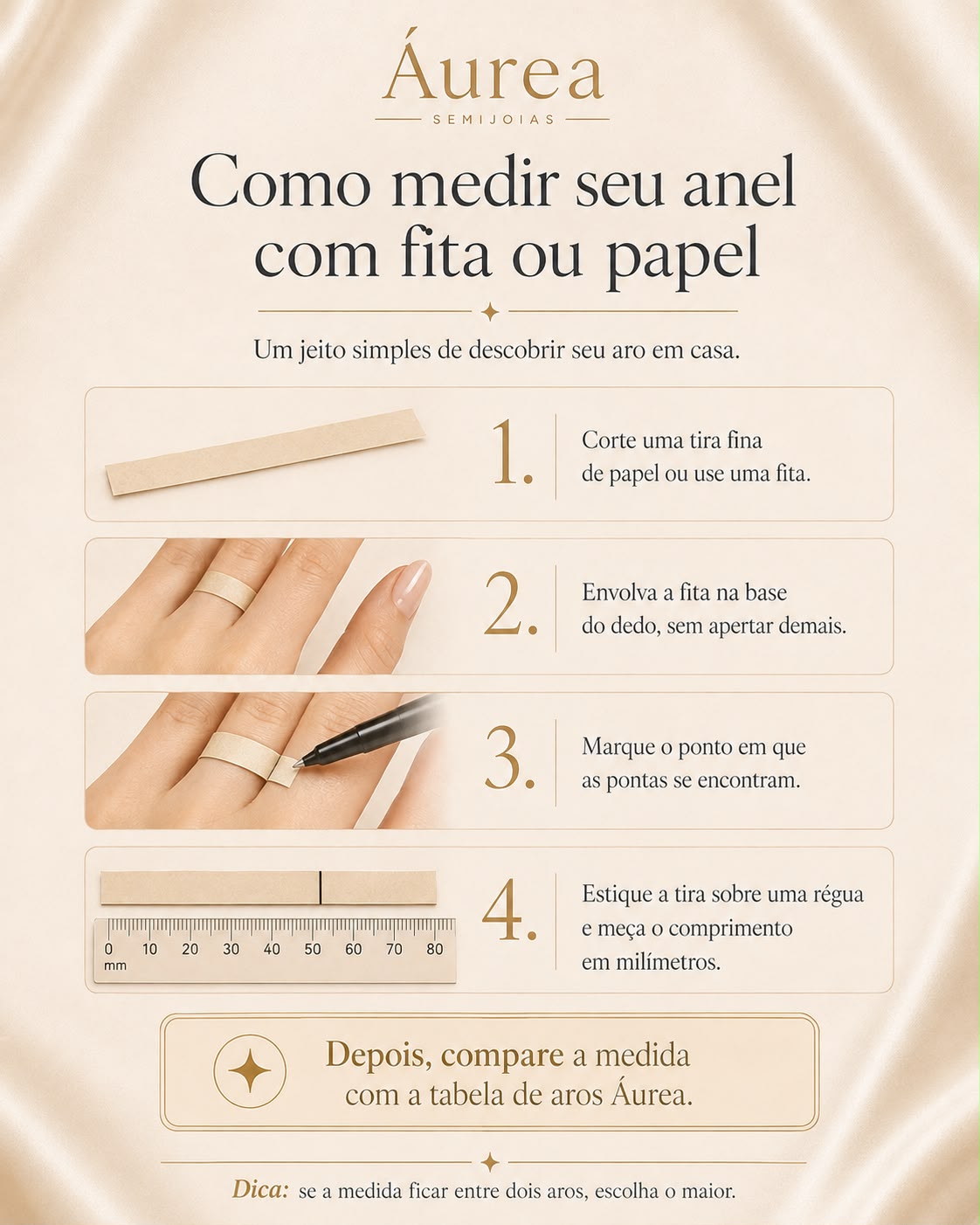 Como medir o dedo com fita ou papel