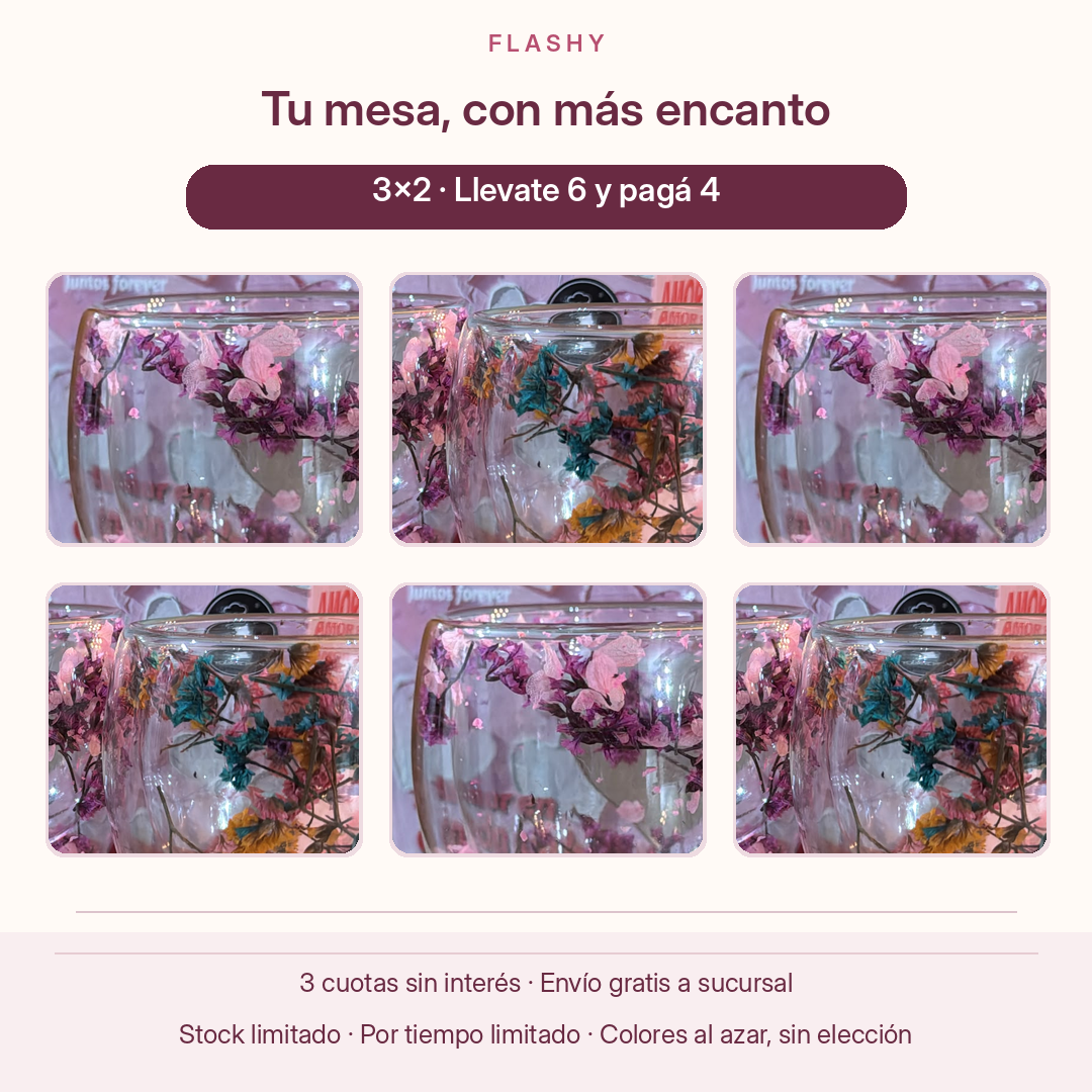 Presentación de los seis vasos florales de la promoción FLASHY