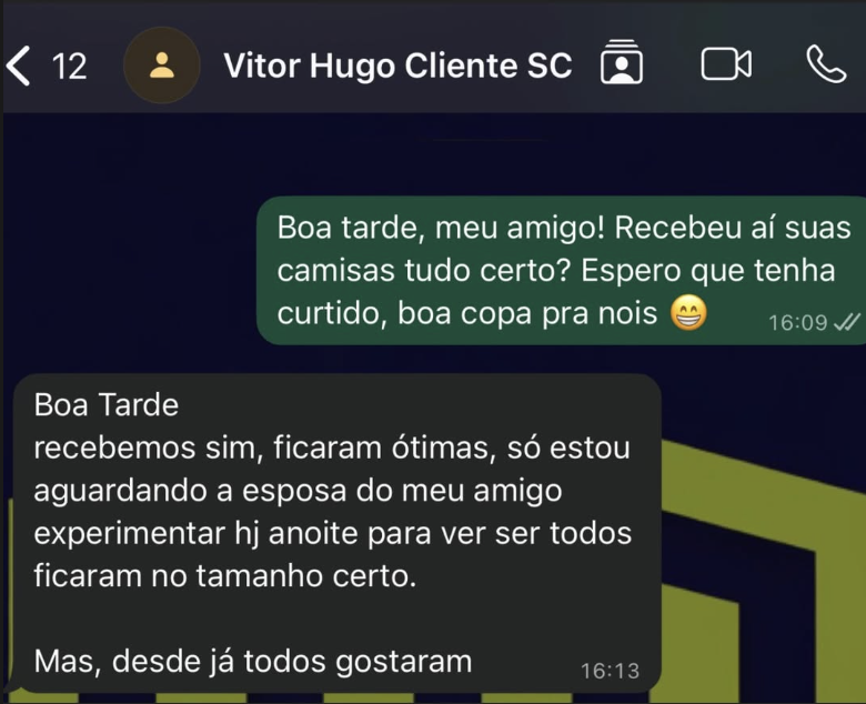 Feedback de cliente - Vitor Hugo