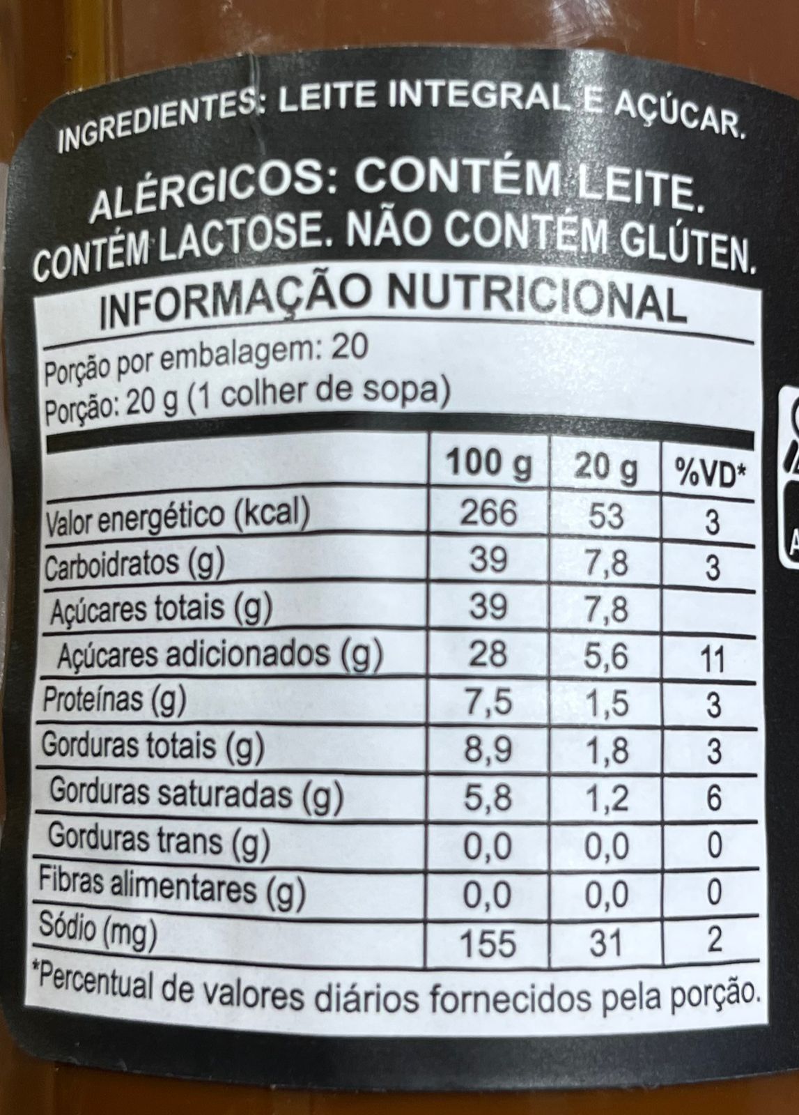 Tabela Nutricional Rocca