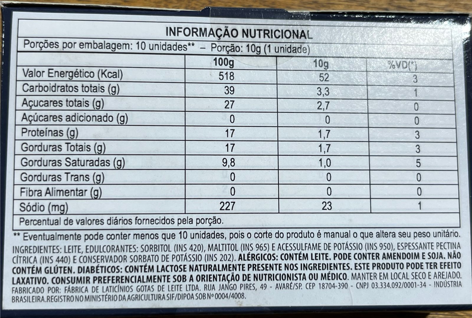 tabela nutricional pingo diet