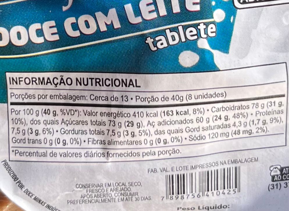 tabela nutricional dl famoso