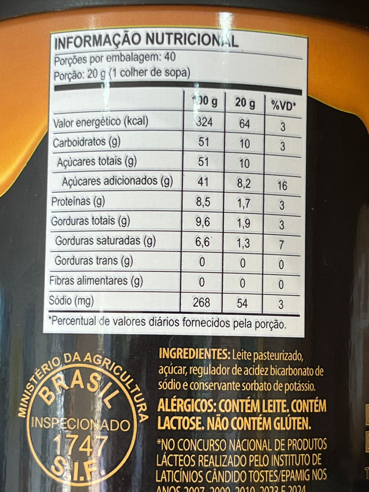 tabela nutricional vimilk
