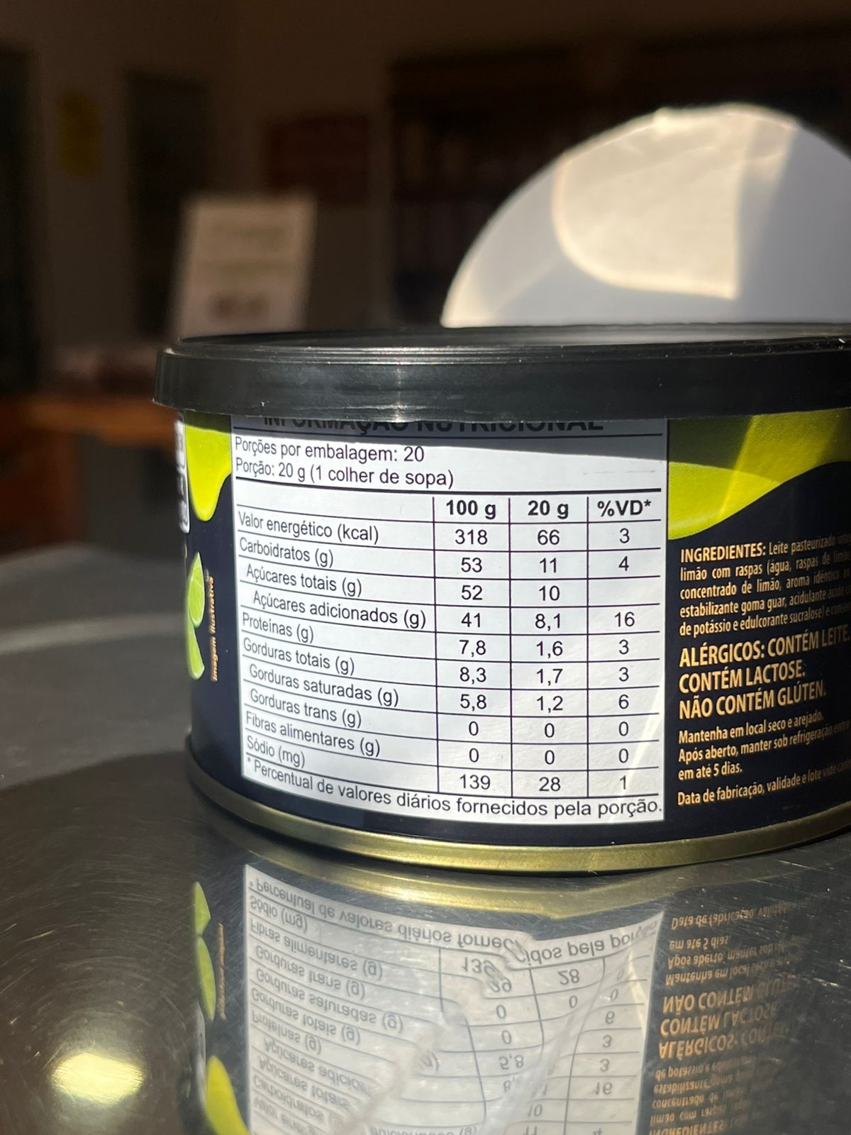 tabela nuticional vimilk c limão