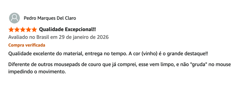 Avaliação cliente 4 Mousepad Wabi