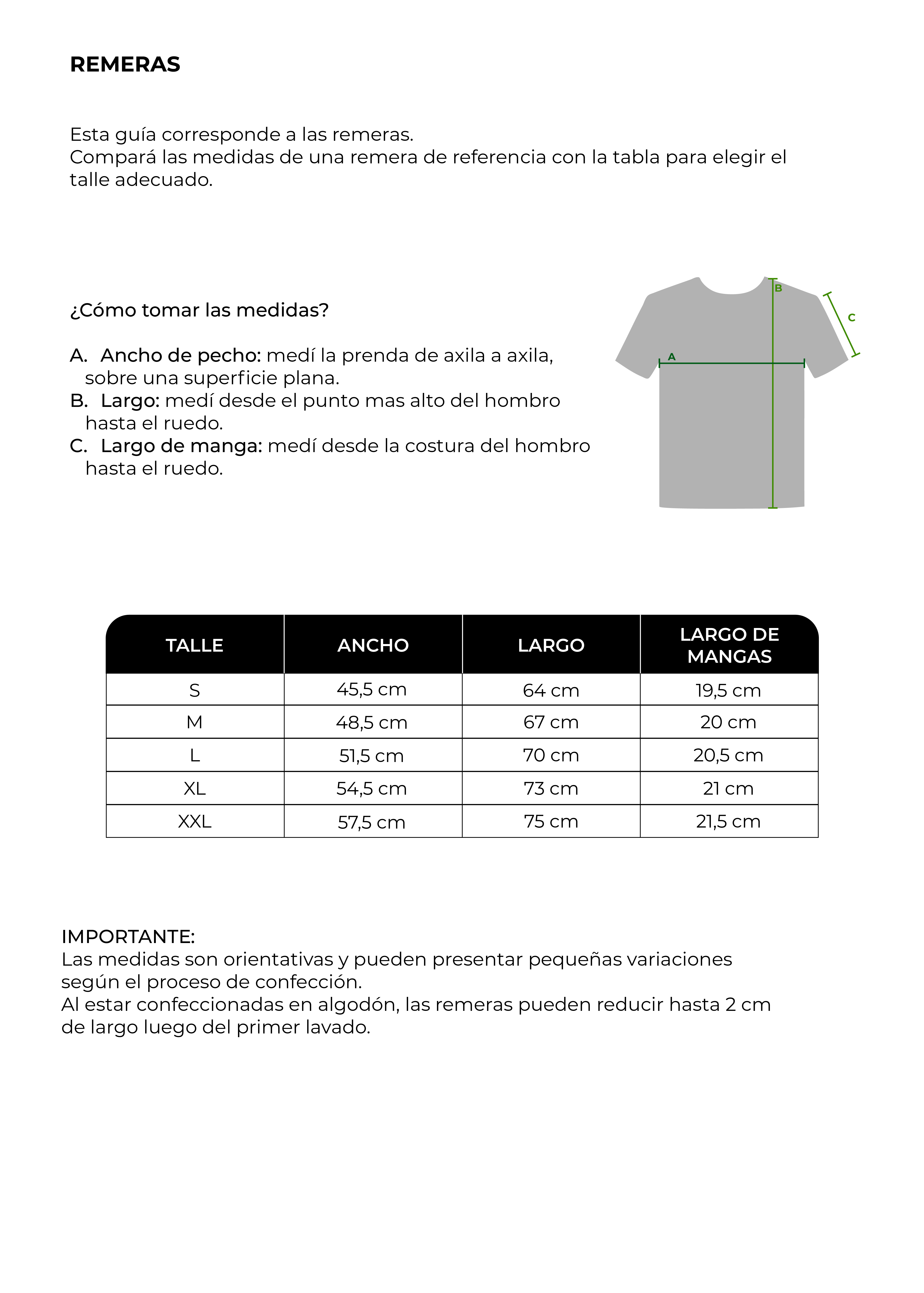 Guía Remeras