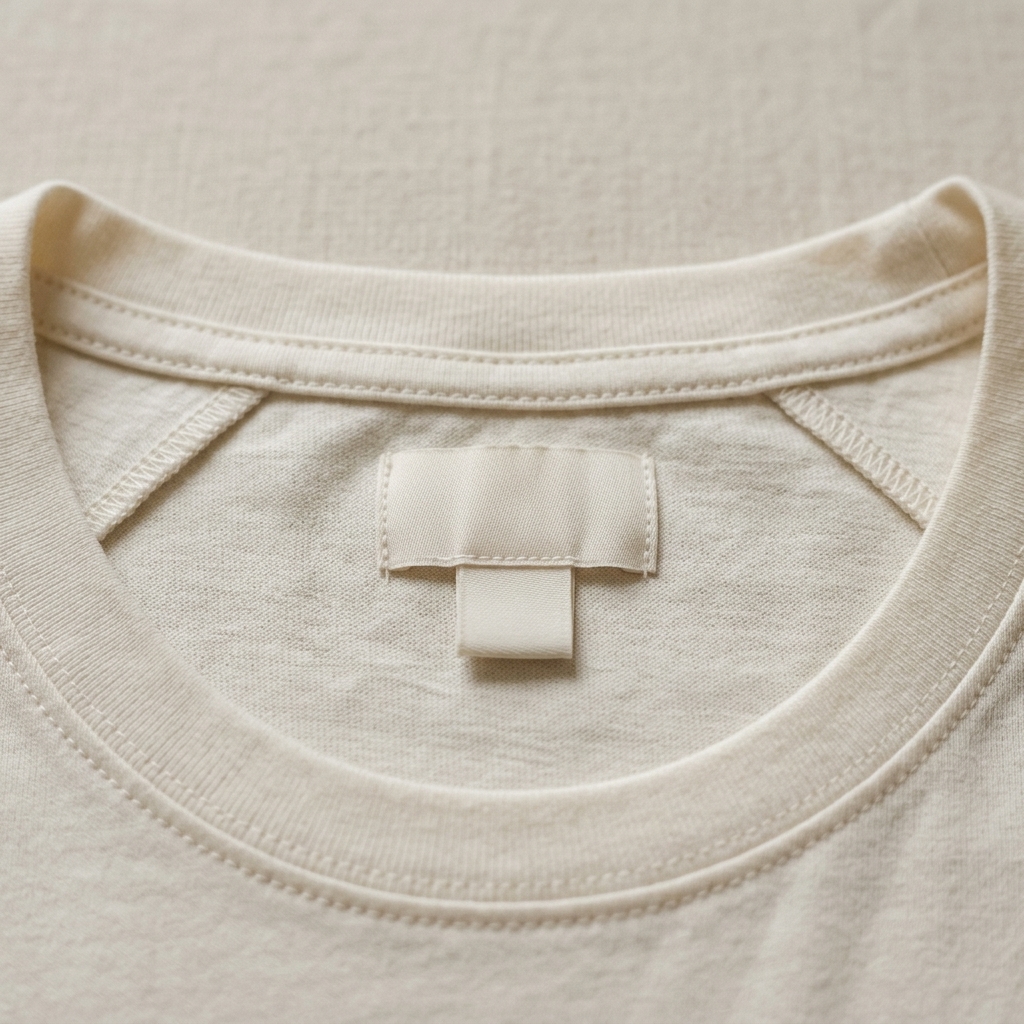 Interior del cuello de 013 02 con la etiqueta de marca y la de talle