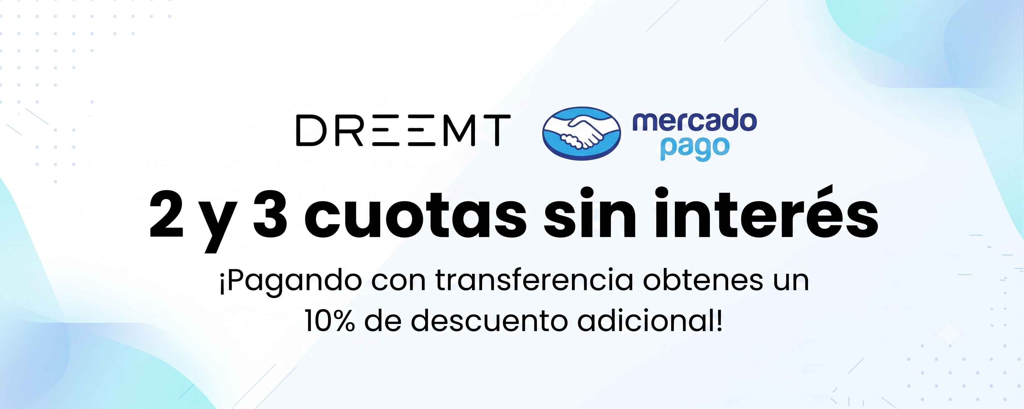 Medios de pago: cuotas sin inter&eacute;s con Mercado Pago y descuento adicional pagando por transferencia.