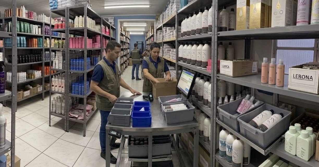 Equipe da By Beauty separando pedidos no estoque em São Paulo
